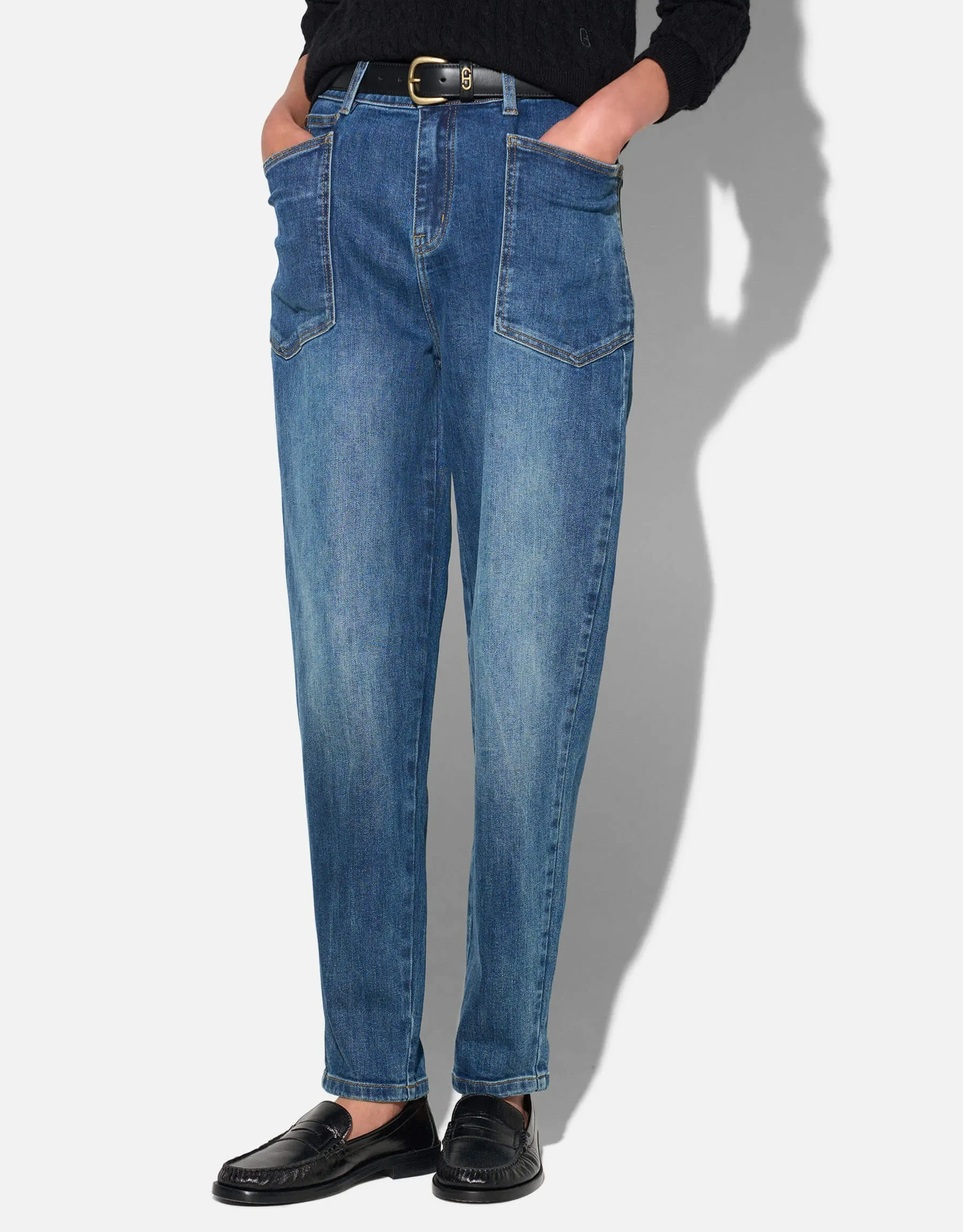 Worker Jeans Dames Barrel Fit Stretch Mid Rise Morrison Blauw 469