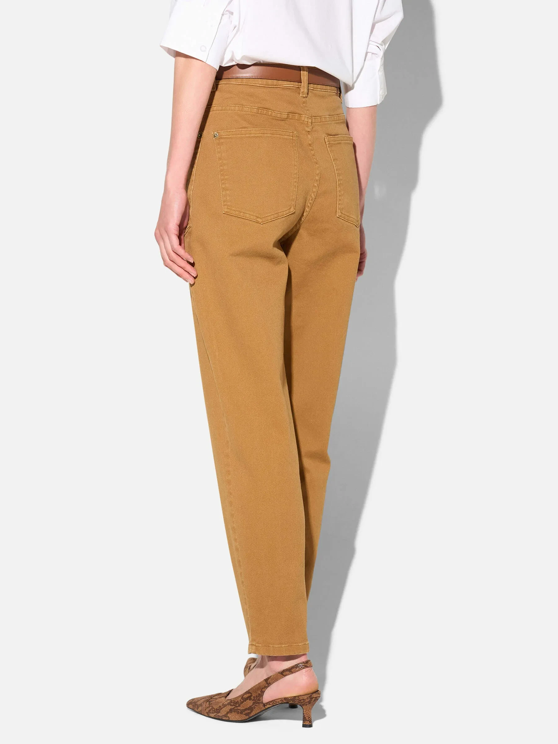 Worker Jeans Dames Barrel Fit Stretch Mid Rise Morrison Cognac