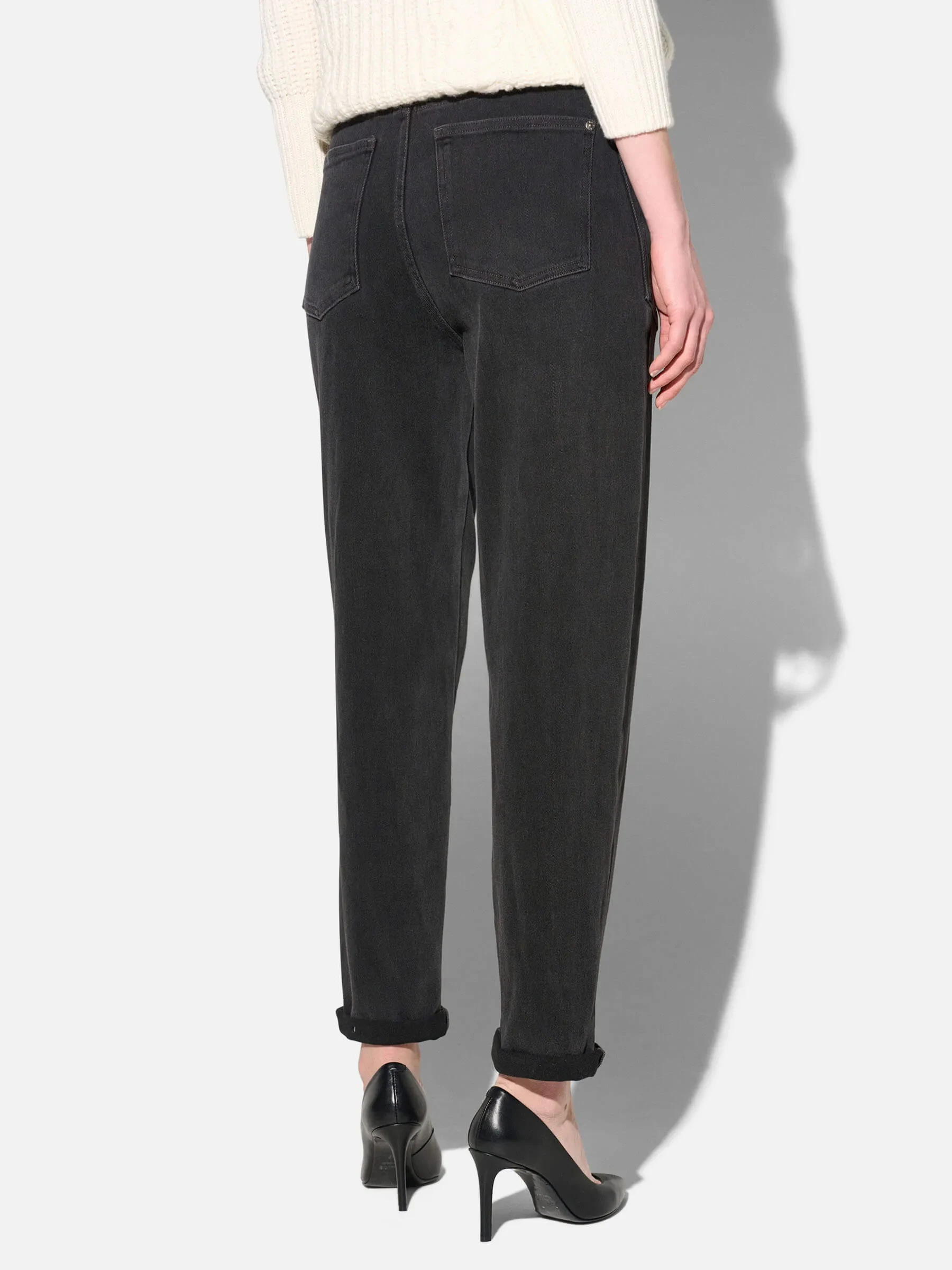 Worker Jeans Dames Barrel Fit Stretch Mid Rise Morrison Zwart 813