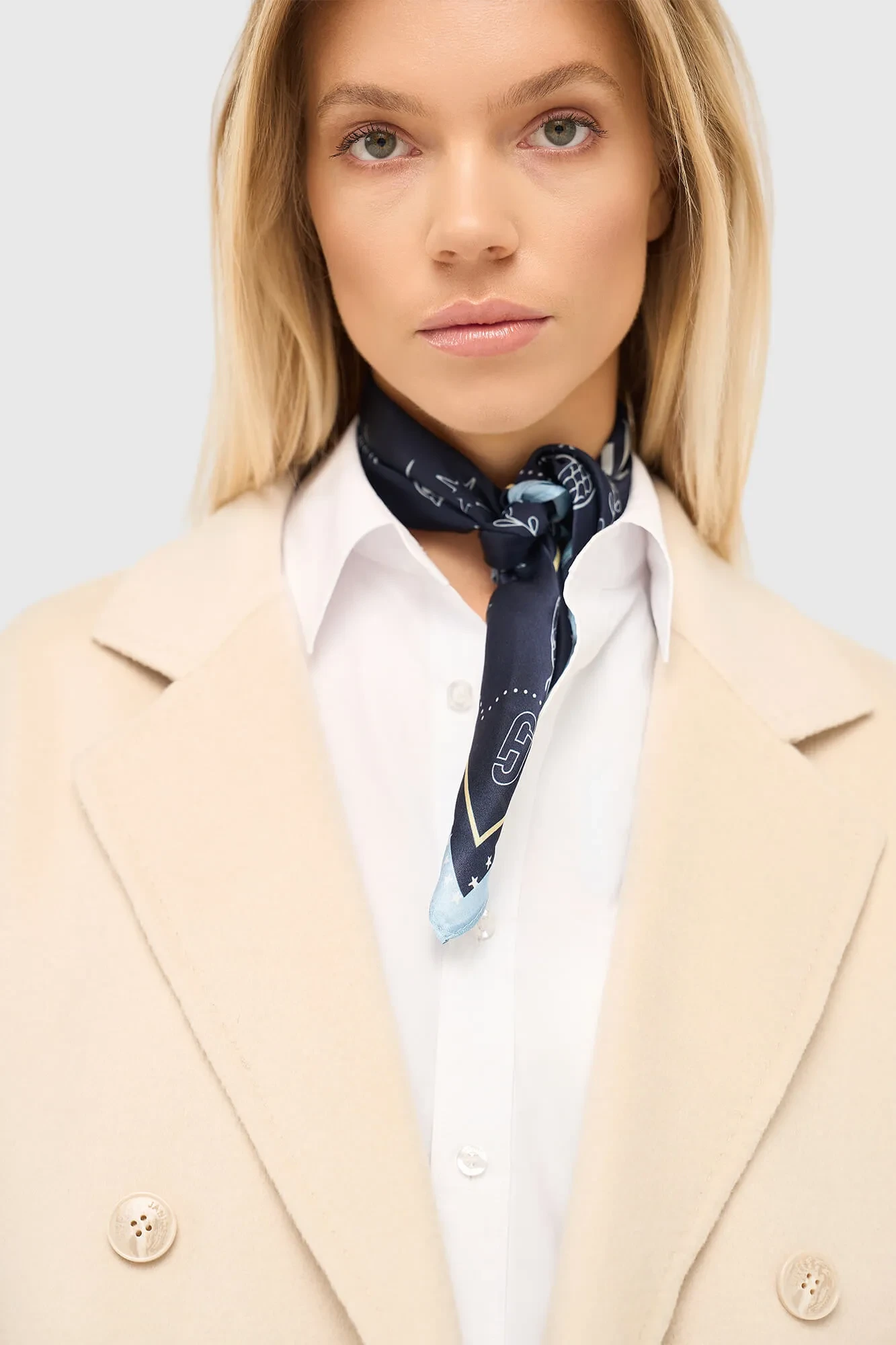 Zijden Sjaal Dames Print Effron Blauw